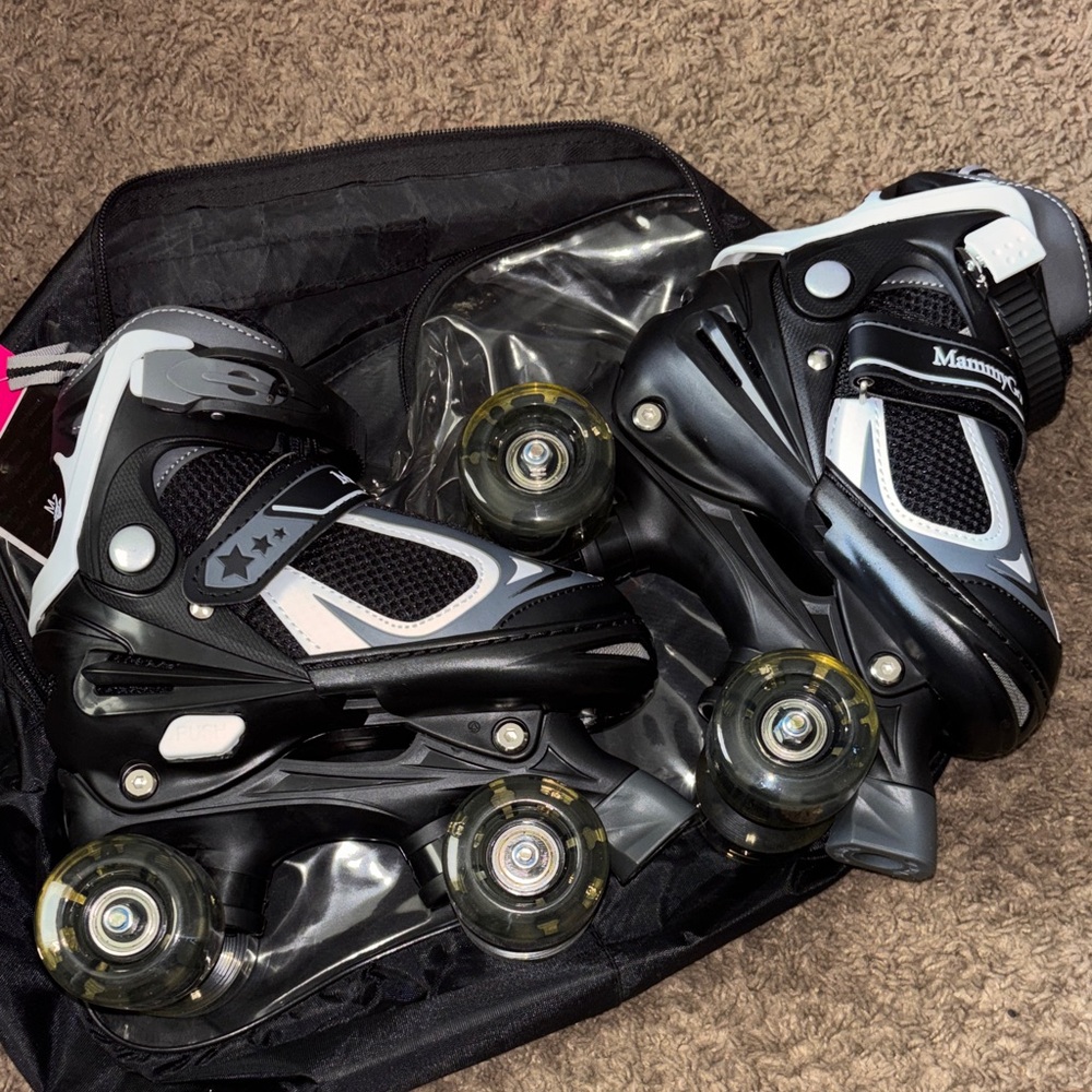 Adjustable Black and Gray Kids Inline/Quad Roller Skates